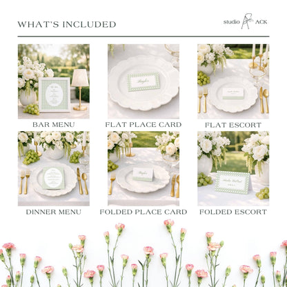 Green Rattan Wedding Template Bundle