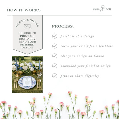 The image is a collage of various images, including a floral arrangement, a dining table setting, and a printed design. The text in the image provides information about the design and sharing process, but it does not contain any descriptive text about the individual images.