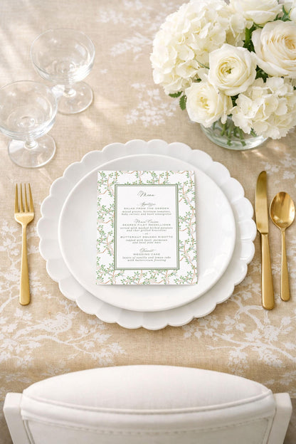 Neutral Chinoiserie Wedding Menu Template