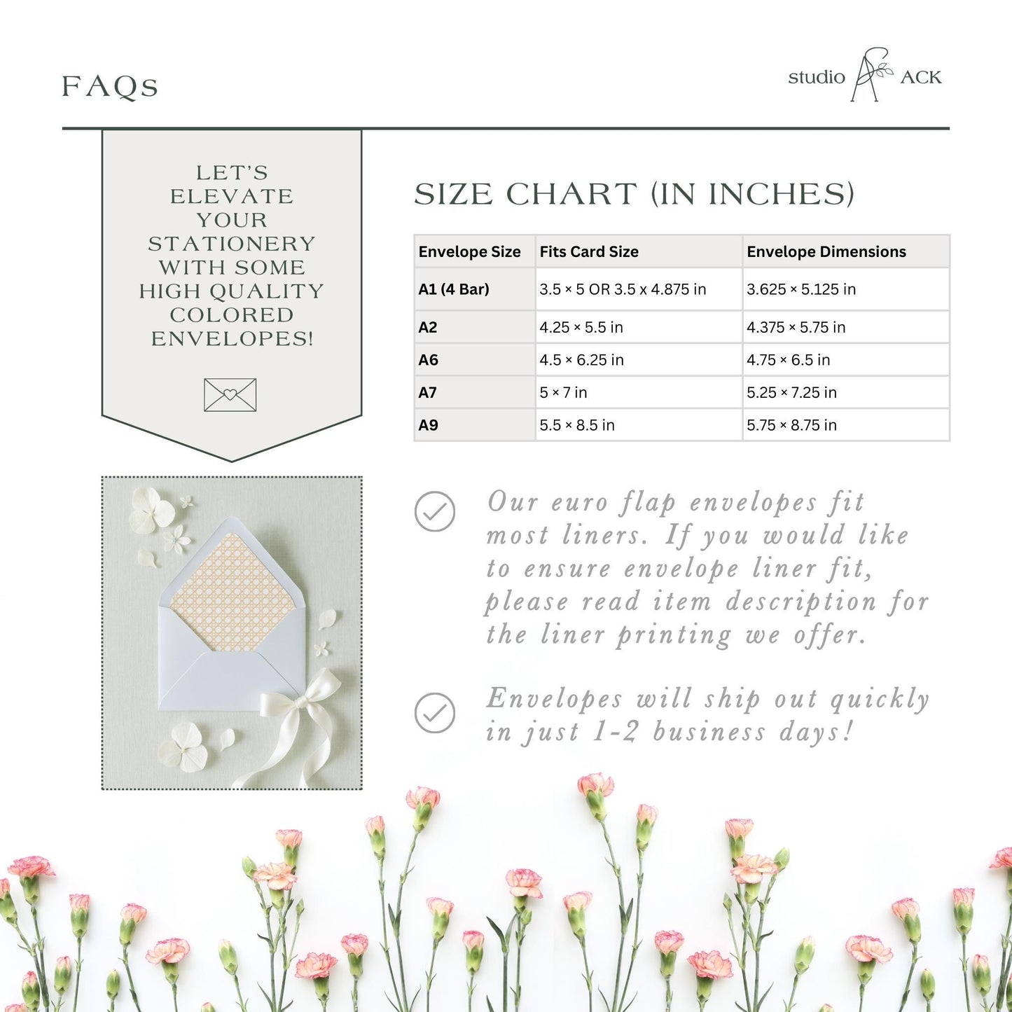 Envelopes | Euro Flap and Square Flap Envelopes in A1, A2, A6, A7, and A9 sizes | Blank Stationery Mailing Envelopes