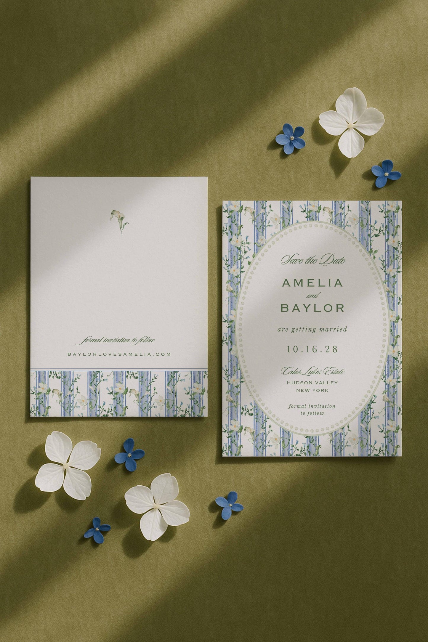 Blue, White & Green Save the Date Template