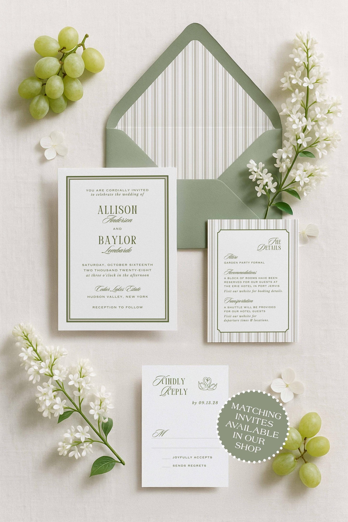 Old Money Striped Save the Date Template