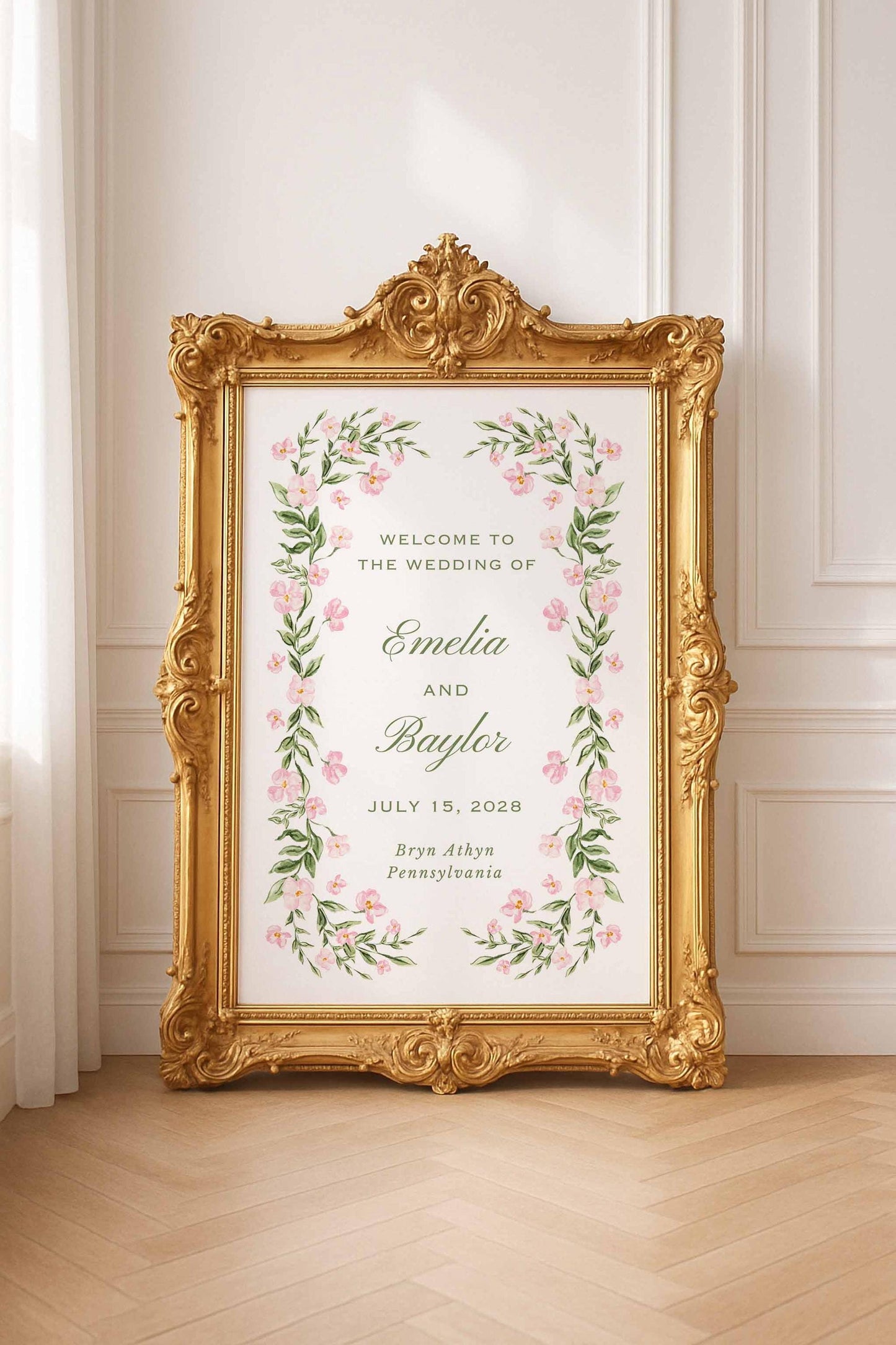 Watercolor Trellis Wedding Welcome Sign Template
