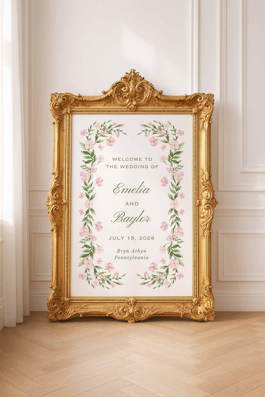 Watercolor Trellis Wedding Welcome Sign Template