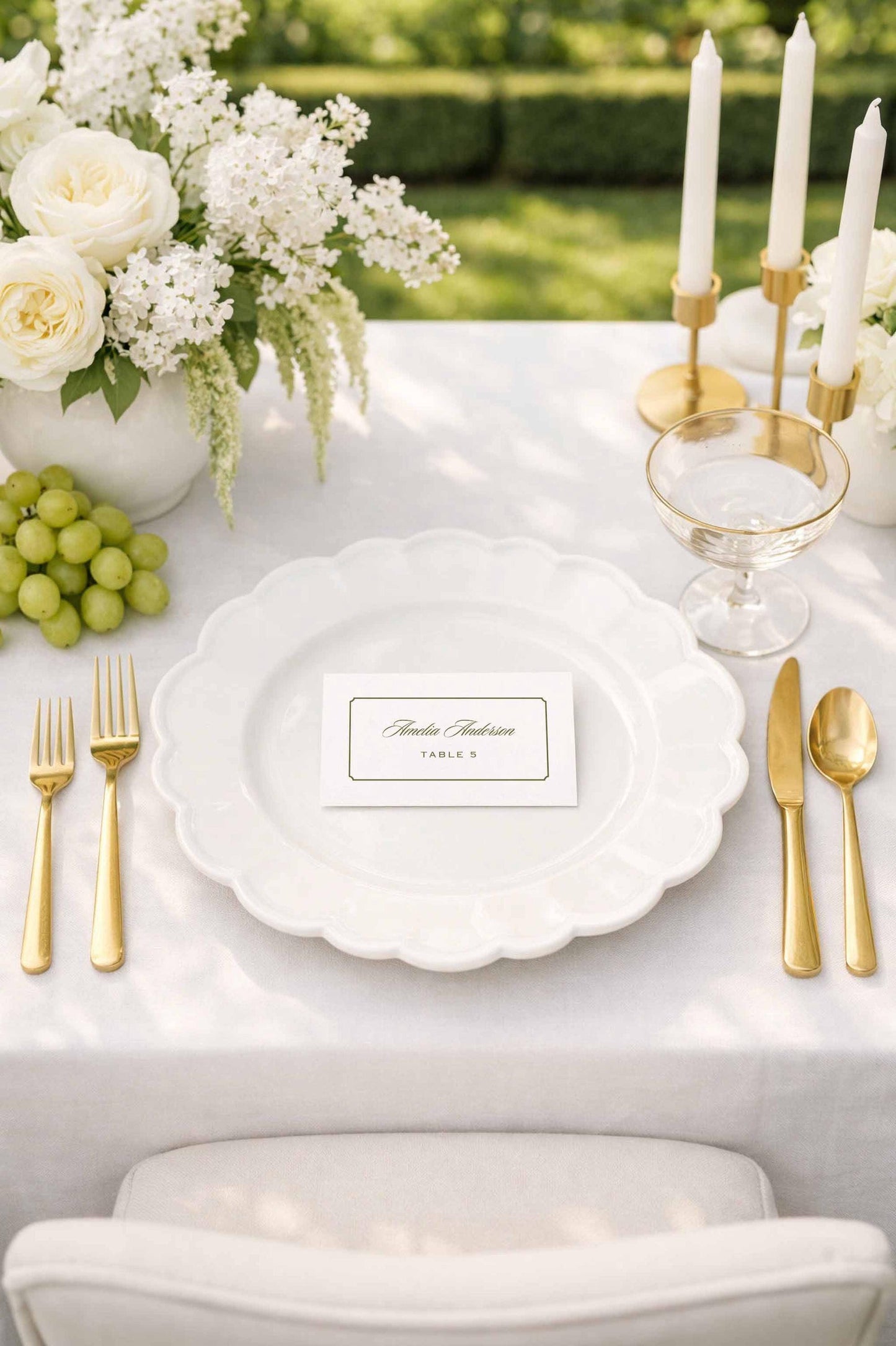 Old Money Striped Wedding Escort Card Template