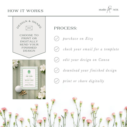 Golf Baby Shower Invitation Template