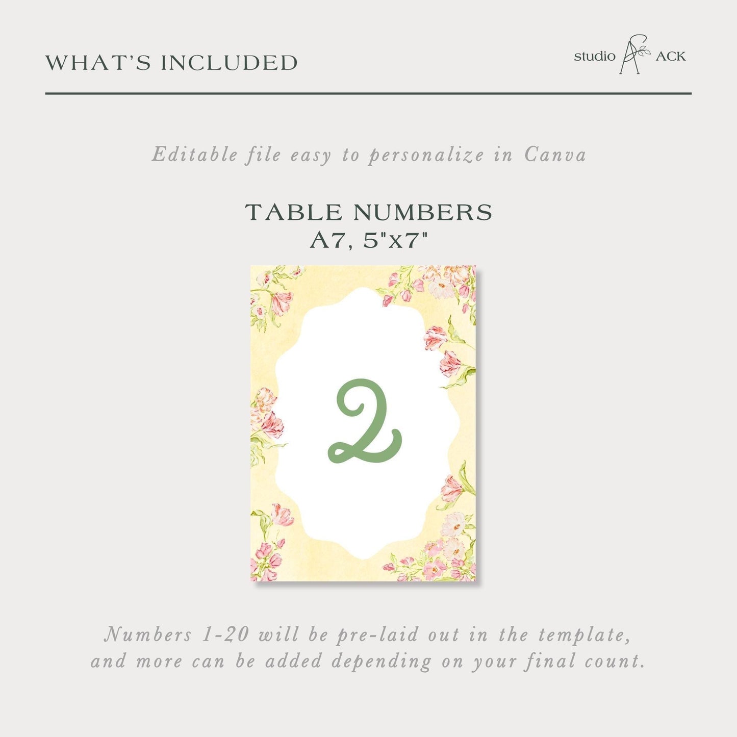 Whimsical Garden Wedding Table Number Template