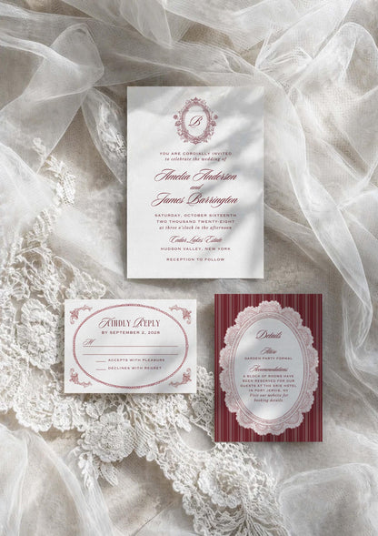 Vintage Lace Wedding Invitation Suite Template