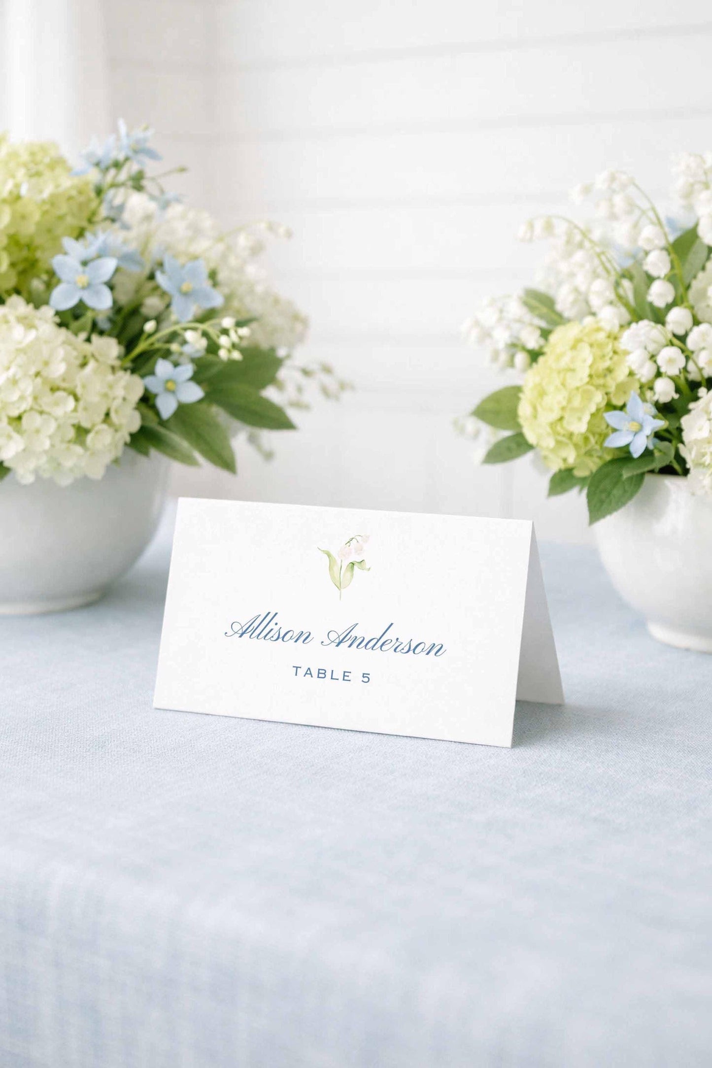 Blue Rattan Wedding Escort Card Template