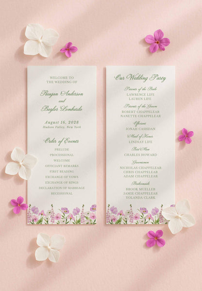 Purple Floral Wedding Program Template
