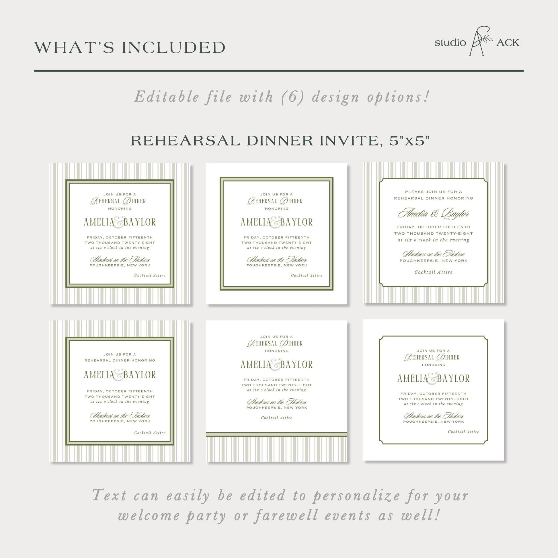 a collection of six wedding invitations, each with a different design and text, arranged in a grid format.