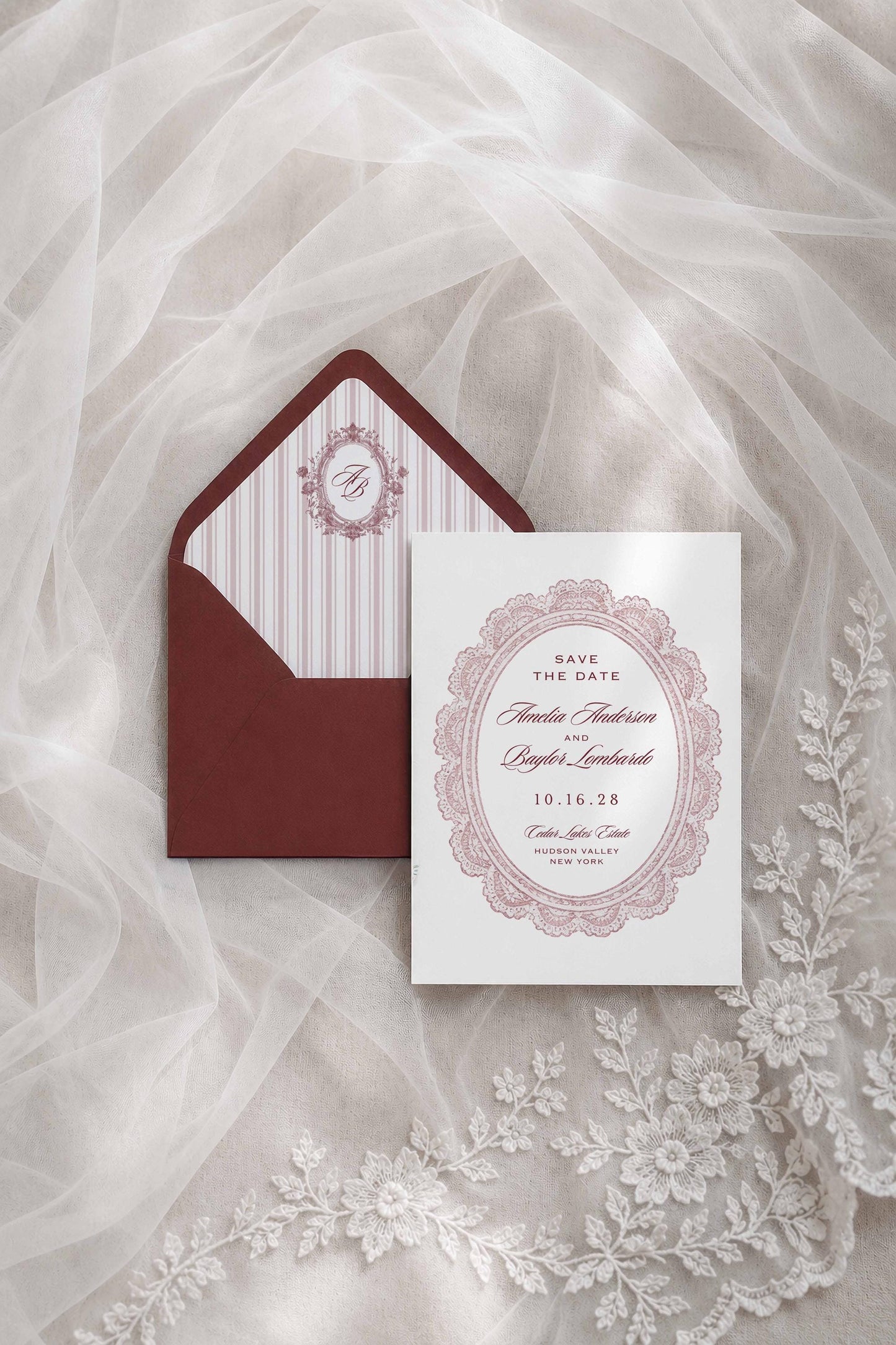 Vintage Lace Save the Date Template