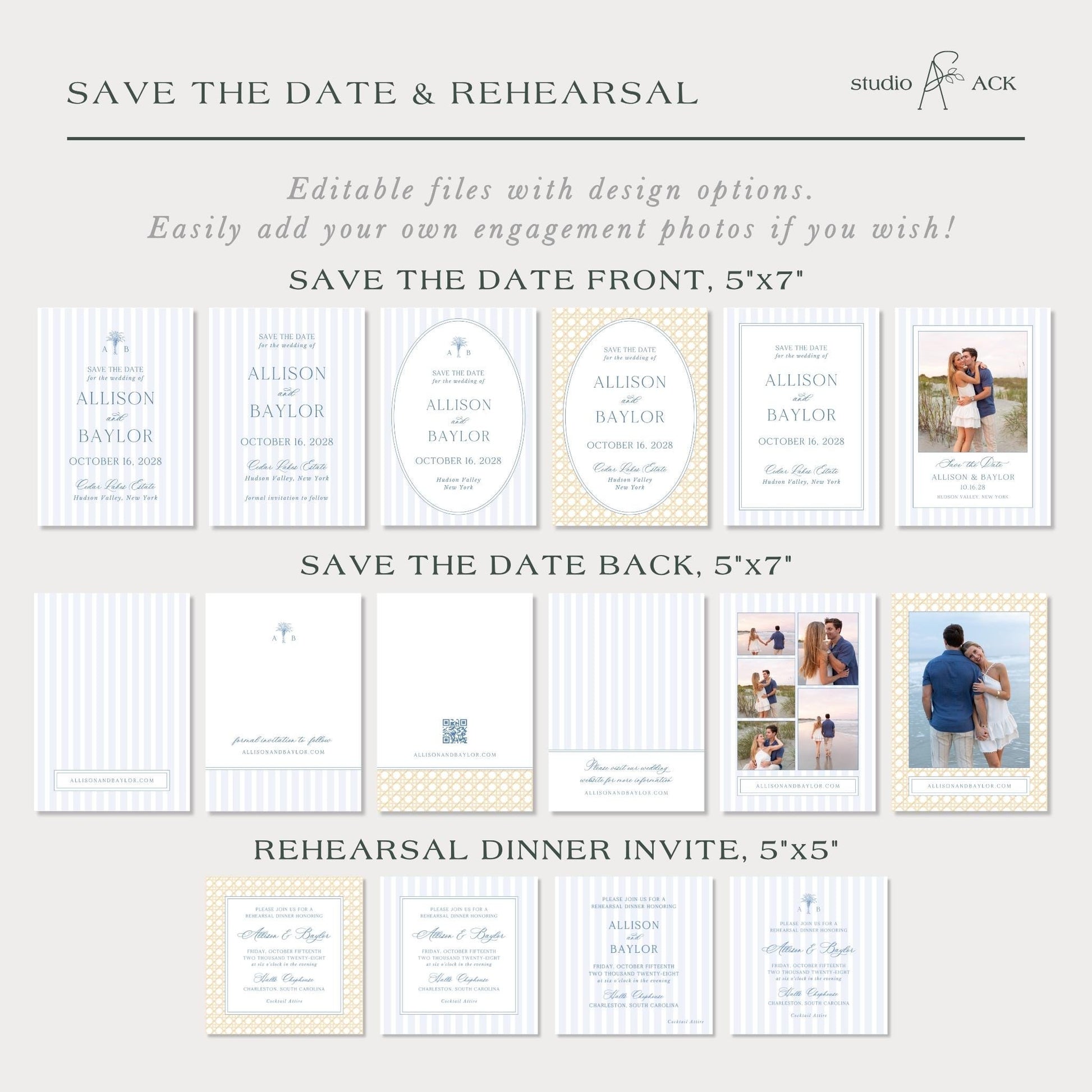 a collection of wedding invitation cards and save-the-date cards, each with different designs and layouts. The cards feature a variety of text and images, including names, dates, and other details related to the wedding event.