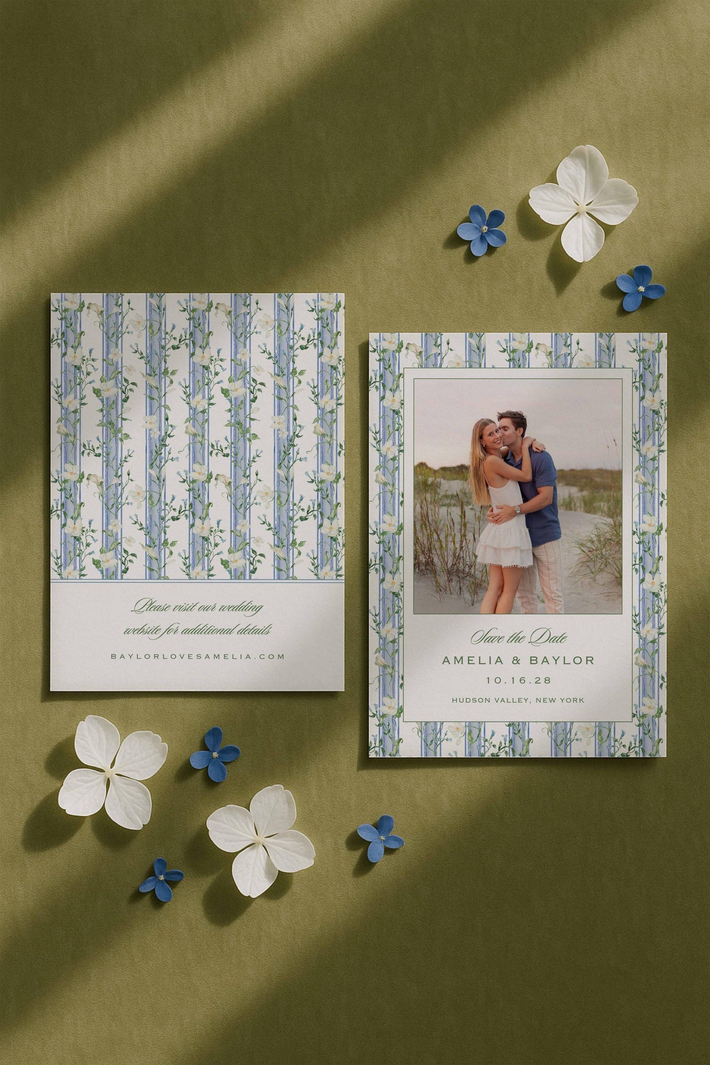 Blue, White & Green Save the Date Template
