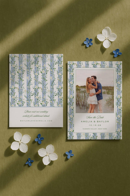 Blue, White & Green Save the Date Template
