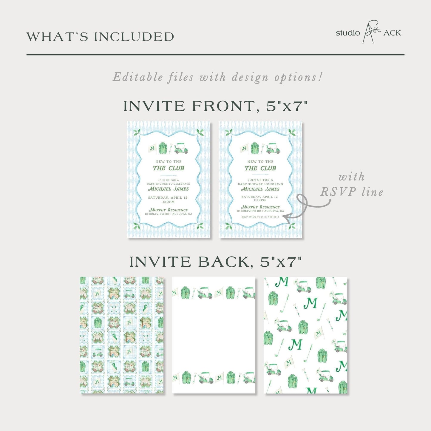 Golf Baby Shower Invitation Template