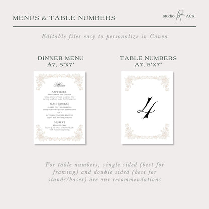 Neutral Floral Line Art Wedding Template Bundle