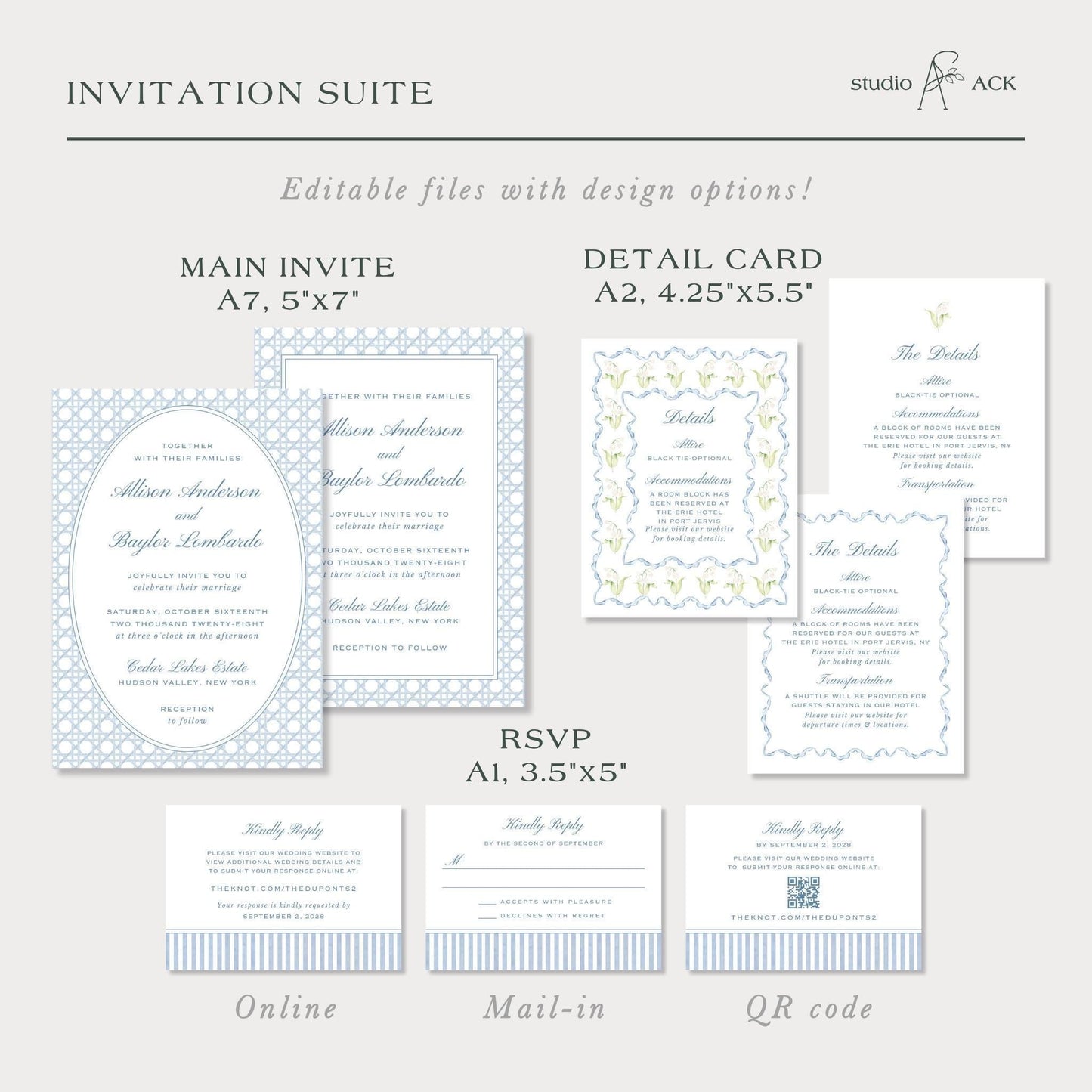 Blue Rattan Wedding Template Bundle