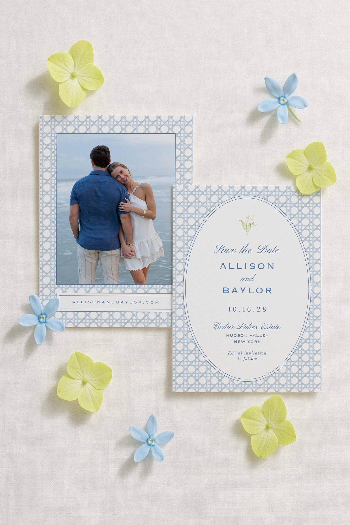 Blue Rattan Save the Date Template