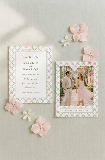 Watercolor Trellis Save the Date Template