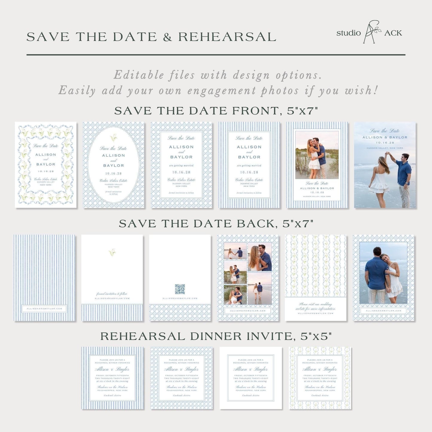 Blue Rattan Wedding Template Bundle
