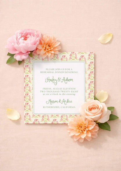 Whimsical Garden Rehearsal Dinner Invitation