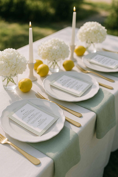 Green Striped Wedding Menu Template