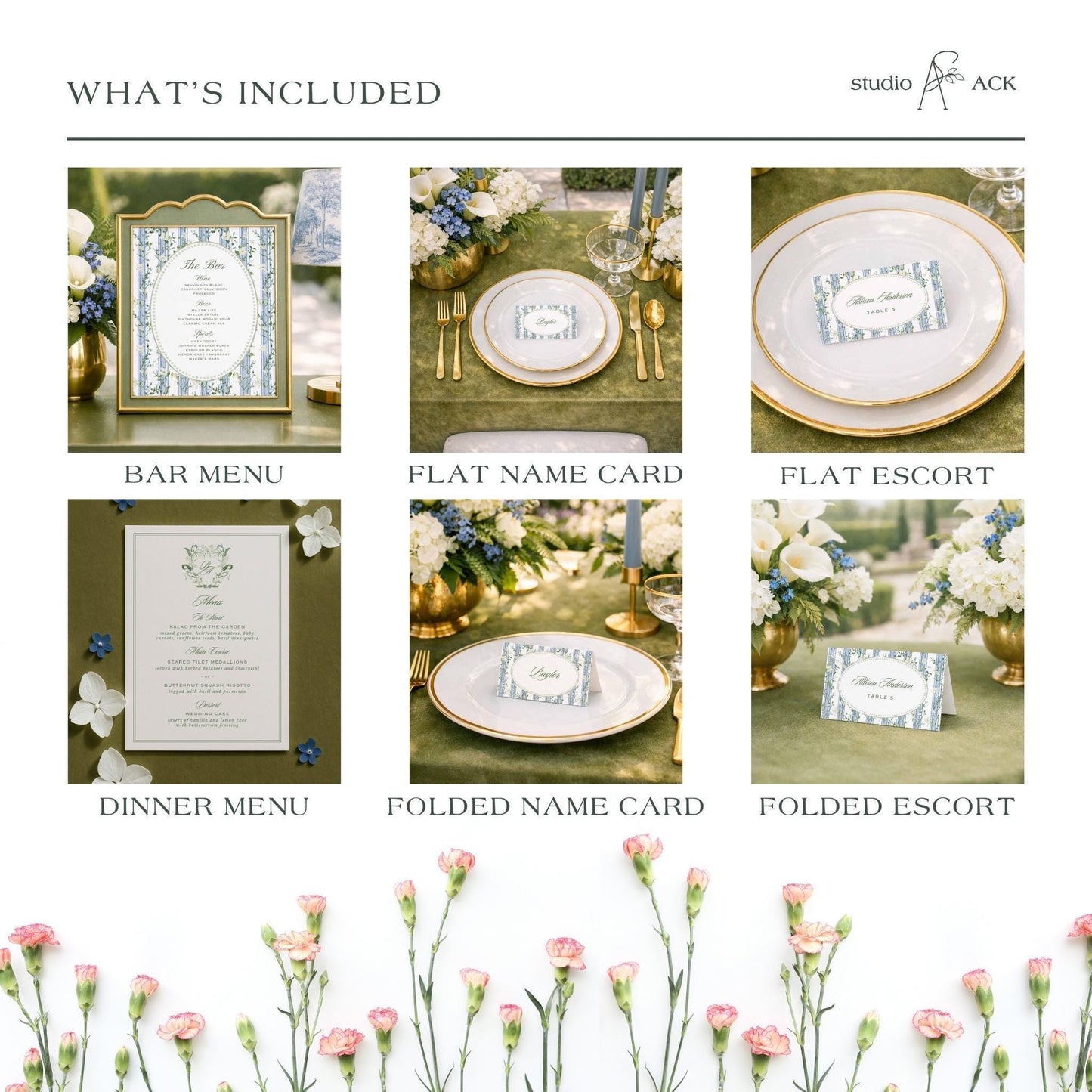 Blue, White & Green Wedding Template Bundle