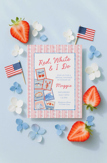 Red, White & I Do Bridal Shower Invitation Template