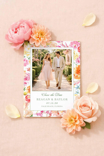 Colorful Floral Save the Date Template