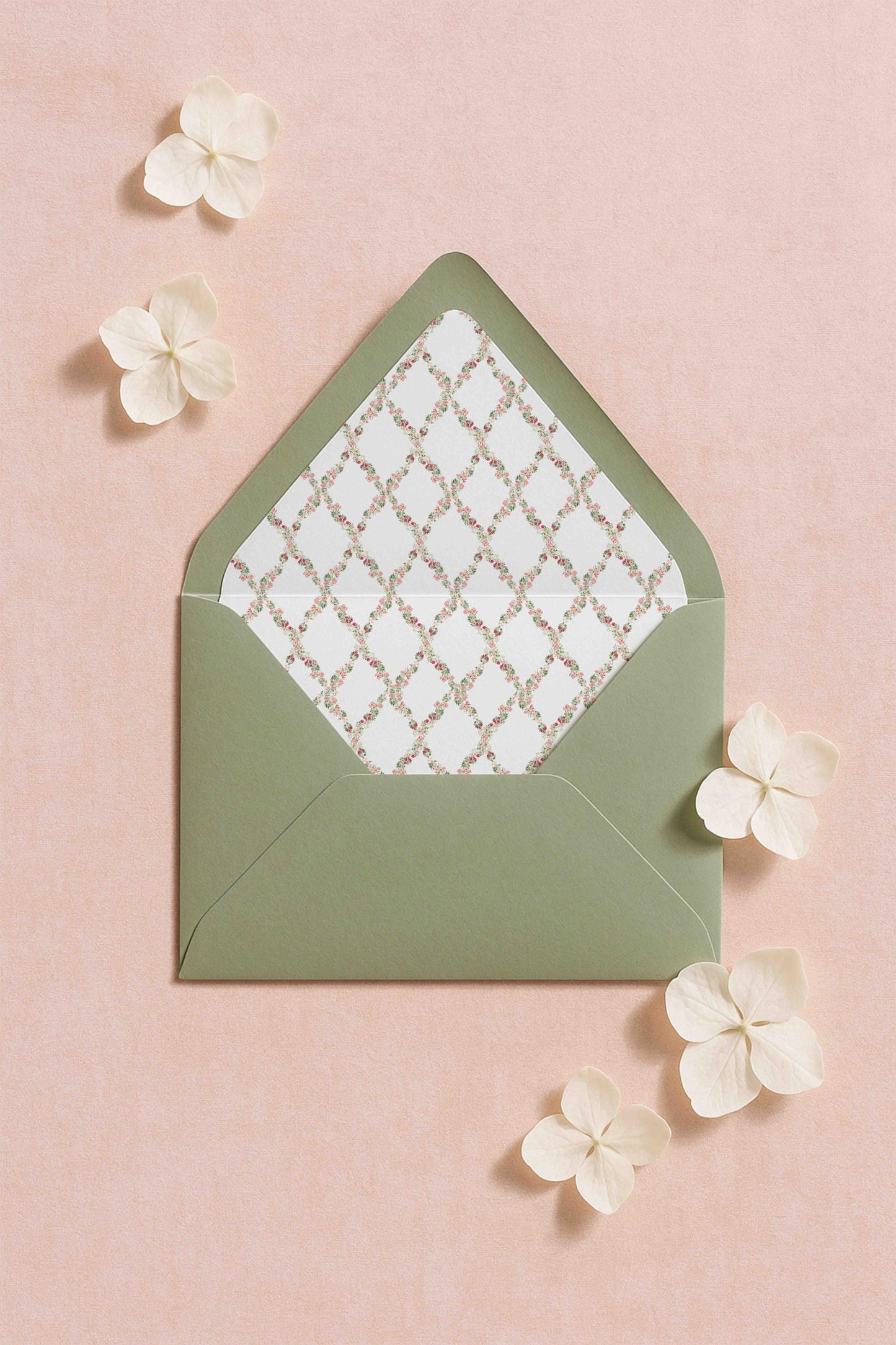Dusty Pink Floral Envelope Liner Template