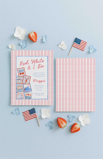 Red, White & I Do Bridal Shower Invitation Template