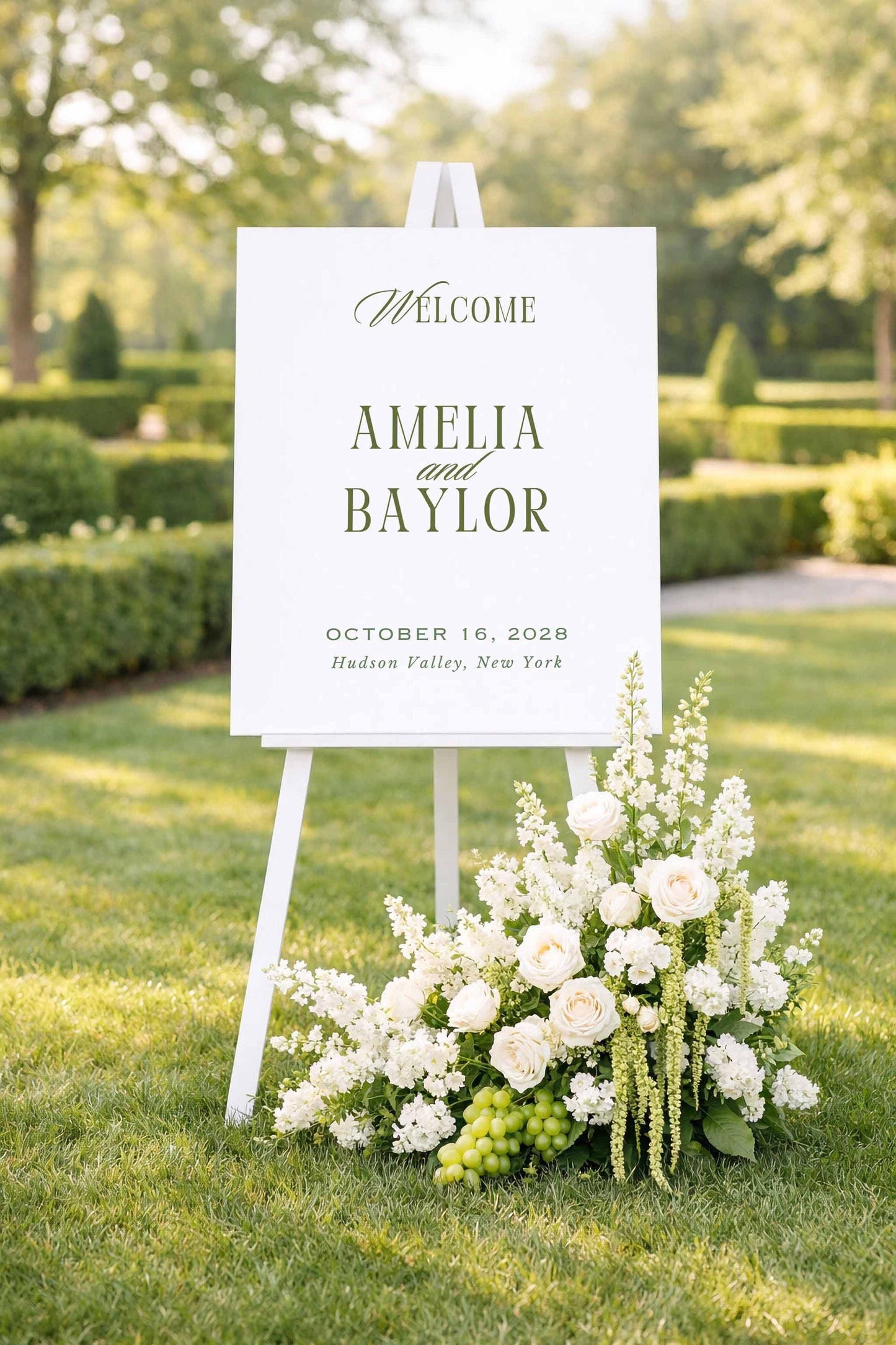 Old Money Striped Wedding Welcome Sign Template