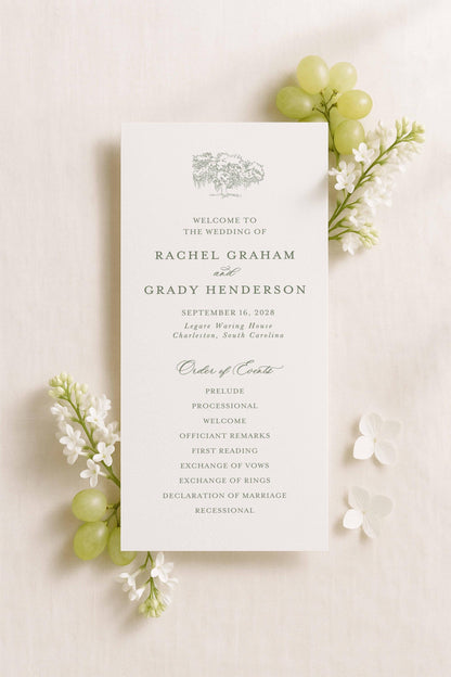 Legare Waring House Wedding Program Template