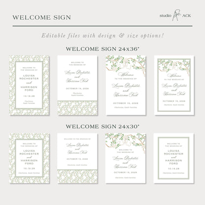 Neutral Chinoiserie Wedding Welcome Sign Template