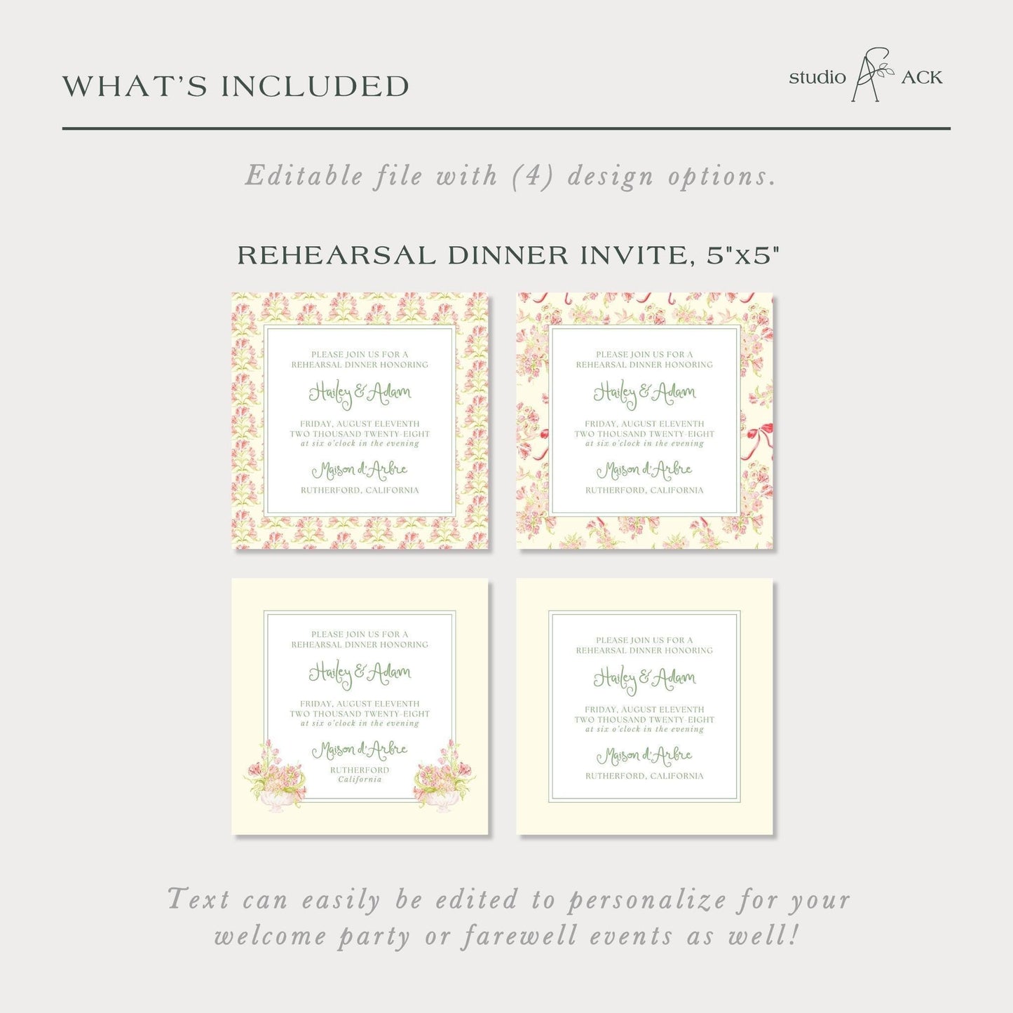 Whimsical Garden Rehearsal Dinner Invitation