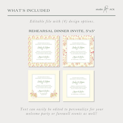Whimsical Garden Rehearsal Dinner Invitation