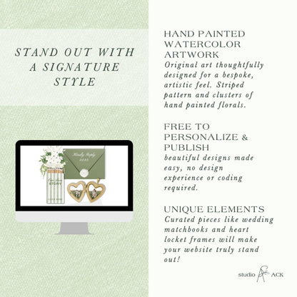 Green Striped Wedding Website Template