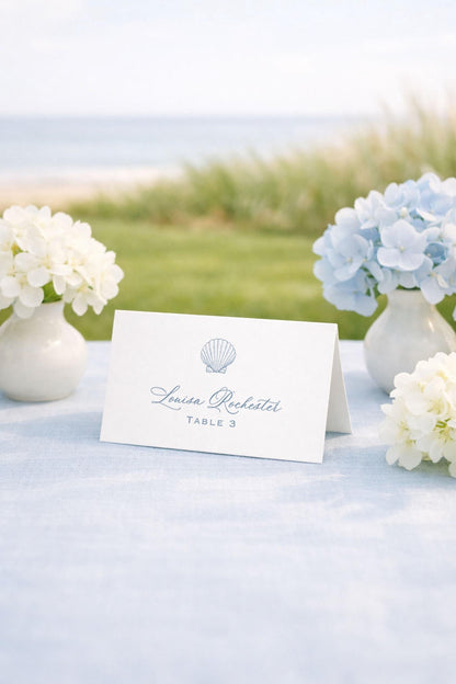 Coastal Toile Wedding Escort Card Template