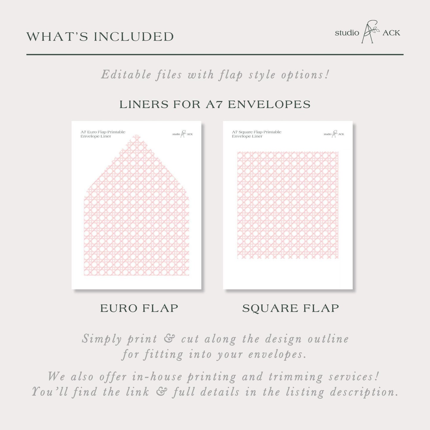 Pink Rattan Envelope Liner Template