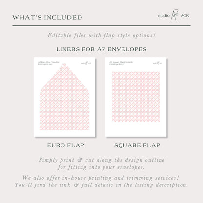 Pink Rattan Envelope Liner Template