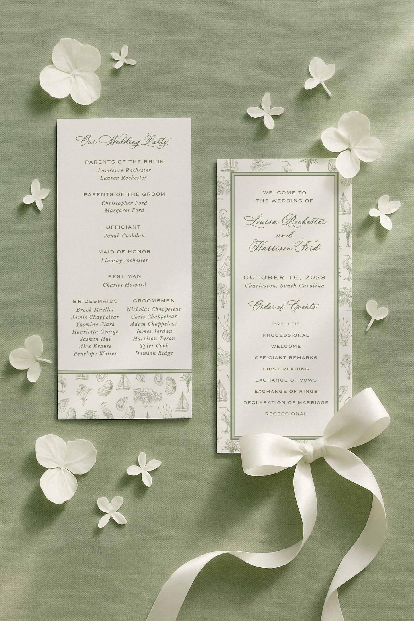 Southern Toile Wedding Program Template