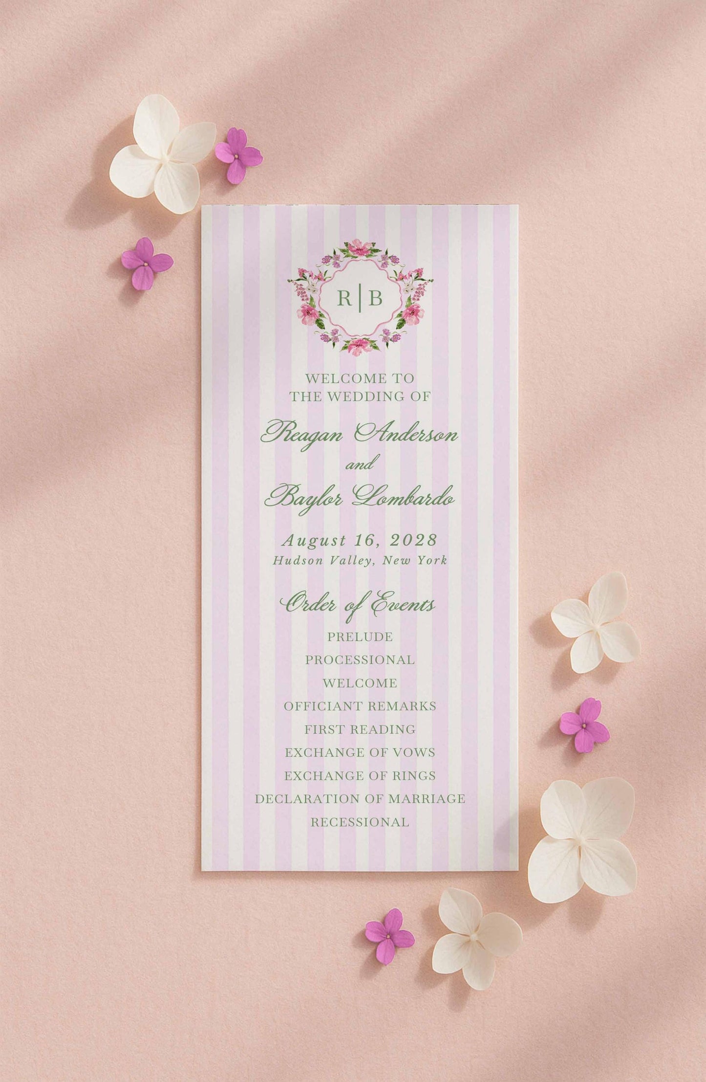 Purple Floral Wedding Program Template