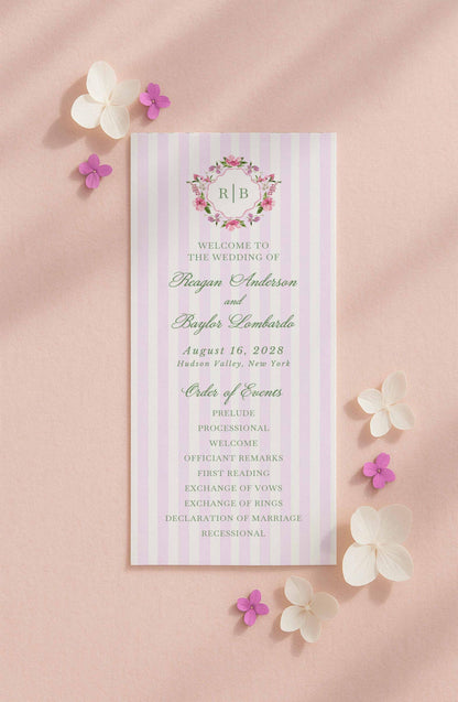 Purple Floral Wedding Program Template