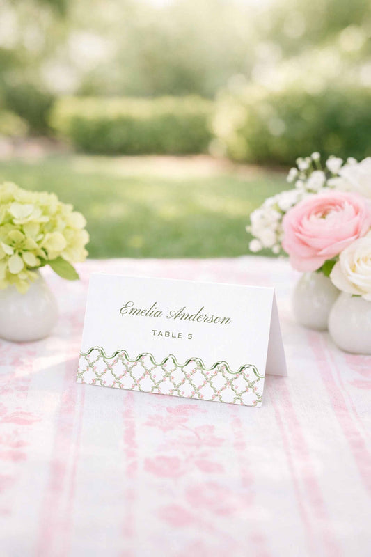 Watercolor Trellis Wedding Escort Card Template