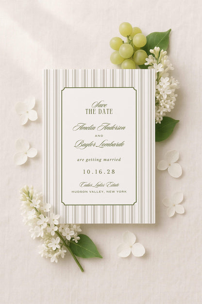 Old Money Striped Save the Date Template