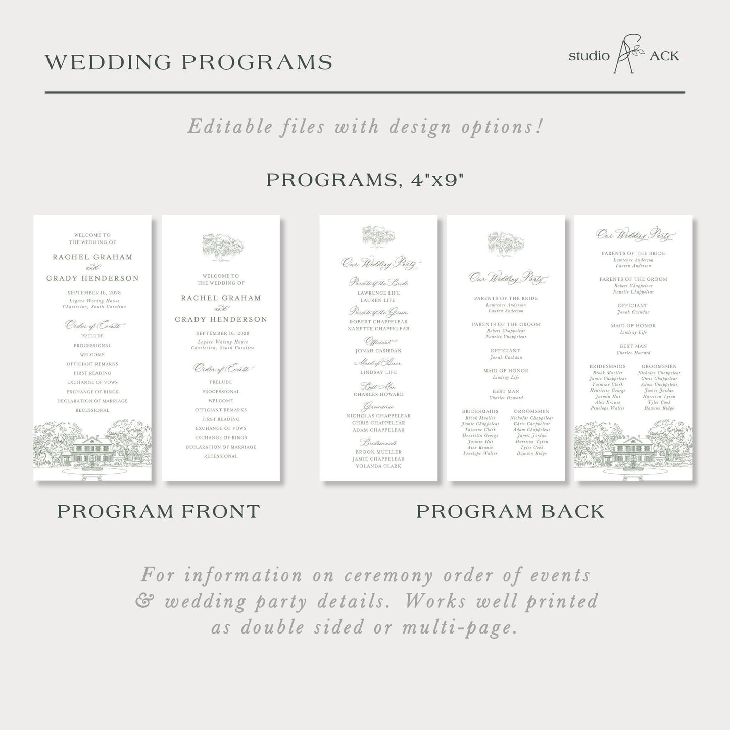 Legare Waring House Wedding Template Bundle