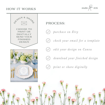 Blue Rattan Wedding Menu Template