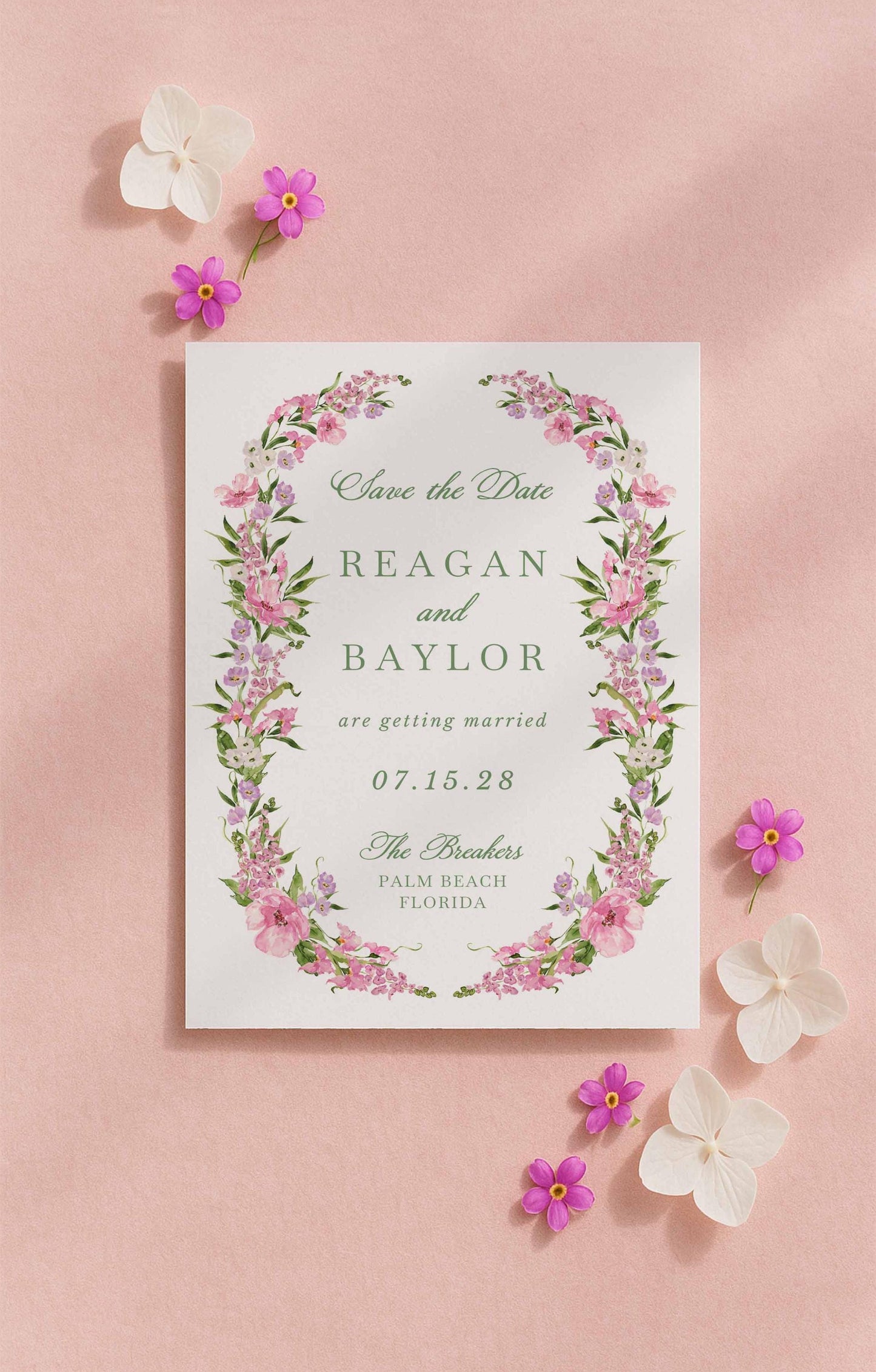 Purple Floral Save the Date Template
