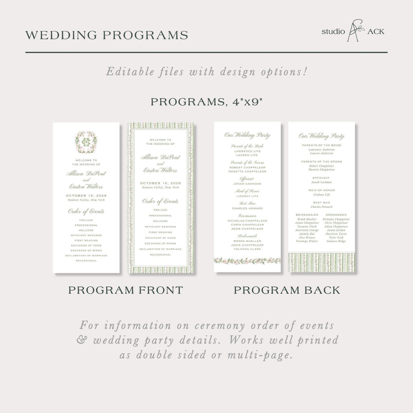 Grandmillennial Floral Wedding Template Bundle